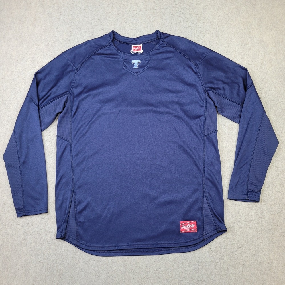 Texas Rangers Rawlings Pullover Mens‎ Large Long Sleeve Baseball Shirt